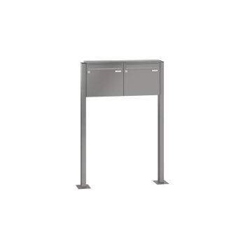 Leabox free-standing mailbox system in RAL 9007 grey aluminium 2 base plates