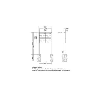 LEABOX 4er freistehende Briefkastenanlage in RAL 9016 (einbetonieren) - LEA3