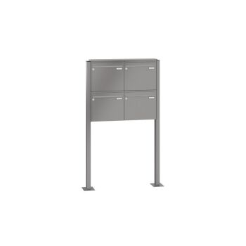 LEABOX 4er freistehende Briefkastenanlage in RAL 9016 (Fußplatten) - LEA3
