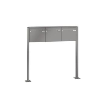 Leabox free-standing mailbox system in RAL 7035 light grey 3 base plates