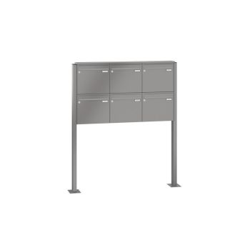 Leabox free-standing mailbox system in RAL 7035 light grey 6 base plates