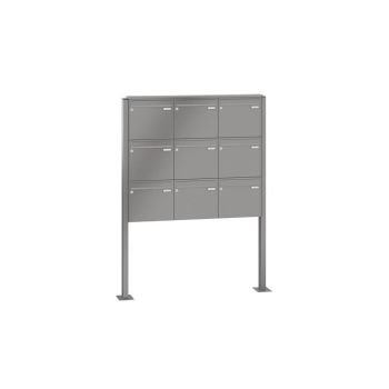 Leabox free-standing mailbox system in RAL 7035 light grey 9 base plates
