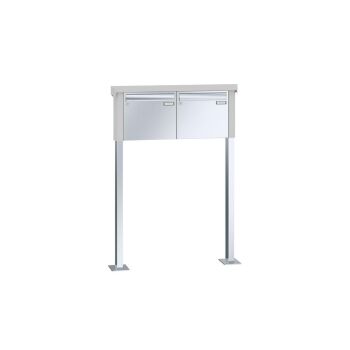 LEABOX 2er freistehende Briefkastenanlage in V2A Edelstahl (Fußplatten) - LEA2