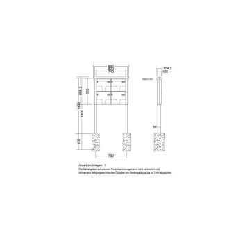 LEABOX 4er freistehende Briefkastenanlage in V2A Edelstahl (einbetonieren) - LEA2