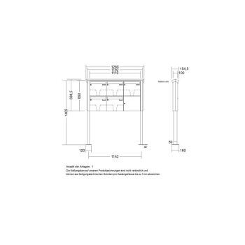 Leabox free-standing letterbox system in stainless steel 5 base plates