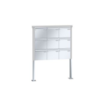 Leabox free-standing letterbox system in stainless steel 9 base plates