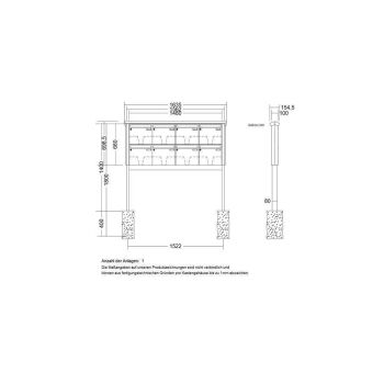 LEABOX 8er freistehende Briefkastenanlage in DB703 Dupont/Axalta (einbetonieren) - LEA20