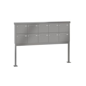 LEABOX 10er freistehende Briefkastenanlage in RAL 7016 (Fußplatten) - LEA20