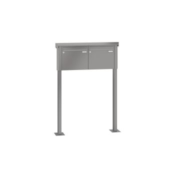 Leabox free-standing mailbox system in RAL 9007 grey aluminium 2 base plates