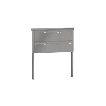 Leabox freestanding letterbox system in RAL 9007 grey aluminium 6 concrete