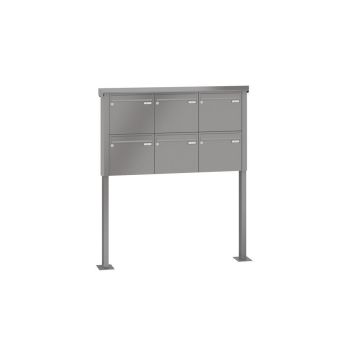 Leabox free-standing mailbox system in RAL 9007 grey aluminium 6 base plates