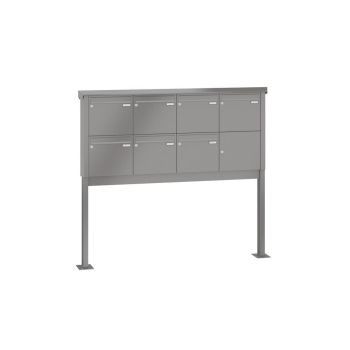 Leabox free-standing mailbox system in RAL 9007 grey aluminium 7 base plates