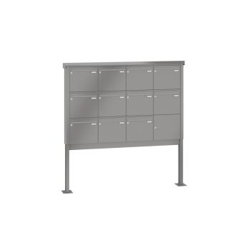 Leabox freestanding mailbox system in RAL 9007 grey aluminium 11 base plates