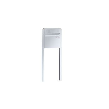 Leabox free-standing mailbox system with speech field in stainless steel 1 embedding in concrete