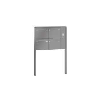 Leabox free-standing mailbox system with speech field in RAL 6005 moss green 4 concrete
