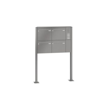Leabox freestanding mailbox system with speech field in RAL 6005 moss green 4 base plates