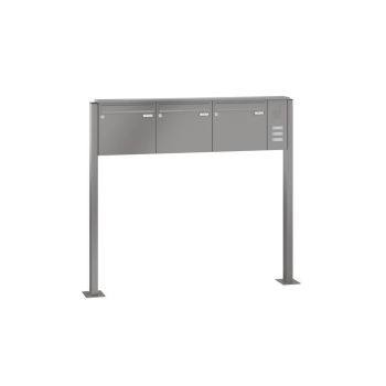 Leabox freestanding mailbox system with speech field in RAL 7016 anthracite grey 3 base plates