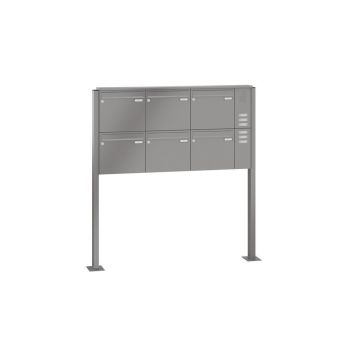 Leabox freestanding mailbox system with speech field in RAL 7016 anthracite grey 6 base plates