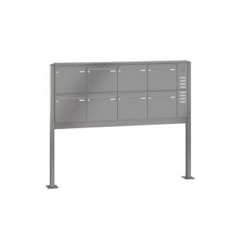 Leabox freestanding mailbox system with speech field in RAL 7016 anthracite grey 8 base plates