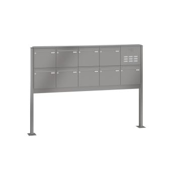 Leabox freestanding mailbox system with speech field in RAL 7016 anthracite grey 9 base plates