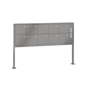 Leabox freestanding mailbox system with speech field in RAL 7016 anthracite grey 10 base plates