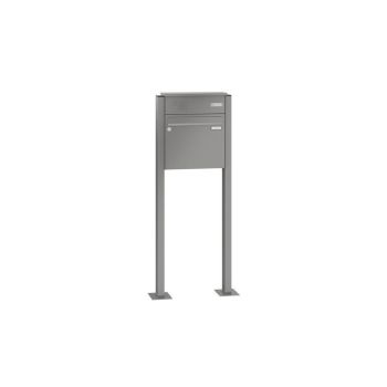 Leabox free-standing mailbox system with speech field in RAL 8017 chocolate brown 1 base plates