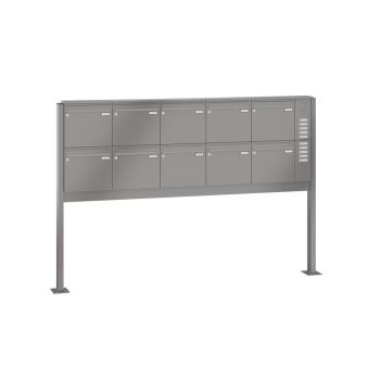 Leabox freestanding mailbox system with speech field in RAL 8017 chocolate brown 10 base plates