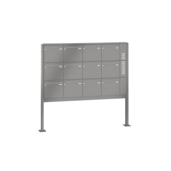 Leabox freestanding mailbox system with speech field in RAL 8017 chocolate brown 12 base plates