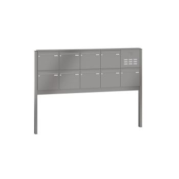 Leabox free-standing mailbox system with speech field in RAL 8028 terra brown 9 concrete