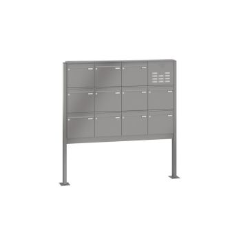Leabox free-standing mailbox system with speech field in RAL 8028 terra brown 11 base plates