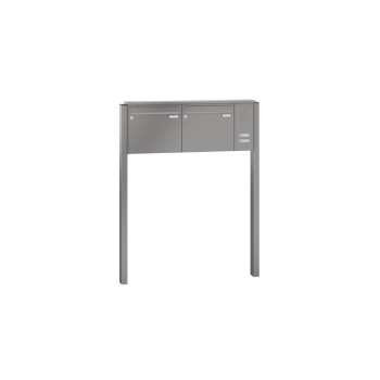 Leabox free-standing mailbox system with speech field in RAL 9005 jet black 2 concrete