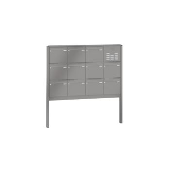 Leabox free-standing mailbox system with speech field in RAL 9007 grey aluminium 11 embedding in concrete