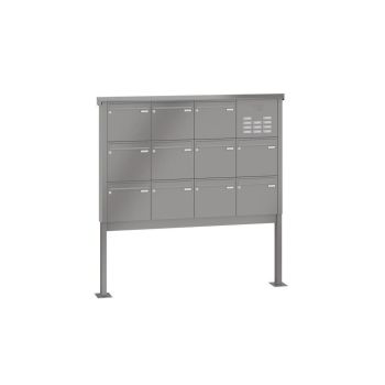 Leabox free-standing mailbox system with speech field in RAL DB 703 iron mica 11 base plates