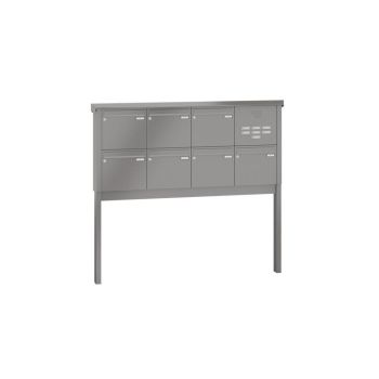 Leabox free-standing mailbox system with speech field in RAL 9007 grey aluminium 7 concrete