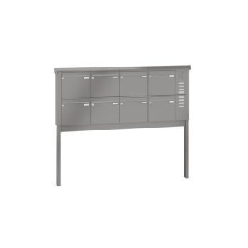 Leabox free-standing mailbox system with speech field in RAL 9007 grey aluminium 8 concrete