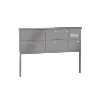 Leabox free-standing mailbox system with speech field in RAL 9007 grey aluminium 9