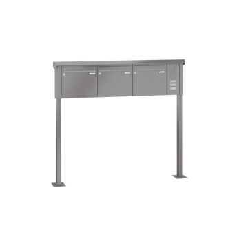 LEABOX 3er freistehende Briefkastenanlage mit Sprechfeld in RAL 9016 (Fußplatten) - LEA20