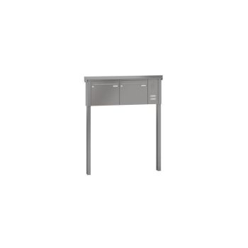 Leabox free-standing mailbox system with speech field in RAL 7035 light grey 2 embedding in concrete