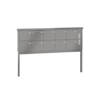 Leabox free-standing mailbox system with speech field in RAL 7035 light grey 10 embedding in concrete