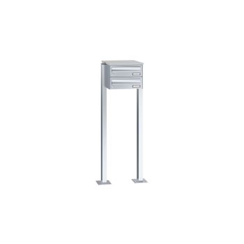 Leabox free-standing horizontal mailbox system in stainless steel 2 base plates