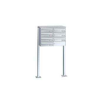 Leabox freestanding horizontal mailbox system in stainless steel 7 base plates