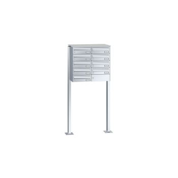 Leabox free-standing horizontal letterbox system in stainless steel 9 base plates
