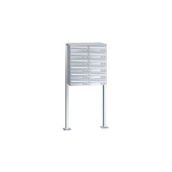 Leabox free-standing horizontal mailbox system in stainless steel 12 base plates