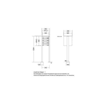 LEABOX 4er freistehende waagerechte Briefkastenanlage in DB703 Dupont/Axalta (Fußplatten) - LEA3