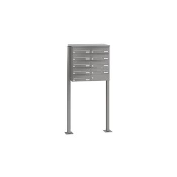 Leabox free-standing horizontal mailbox system in RAL DB 703 iron mica 9 base plates