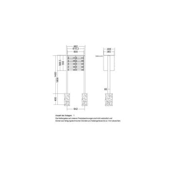 LEABOX 10er freistehende waagerechte Briefkastenanlage in DB703 Dupont/Axalta (einbetonieren) - LEA3