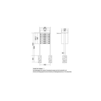 LEABOX 12er freistehende waagerechte Briefkastenanlage in DB703 Dupont/Axalta (einbetonieren) - LEA3