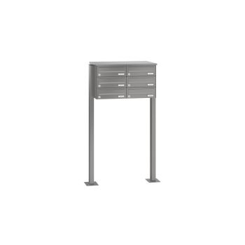 Leabox free-standing horizontal mailbox system in RAL 6005 moss green 6 base plates