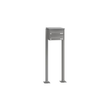 Leabox free-standing horizontal mailbox system in RAL 9007 grey aluminium 2 base plates
