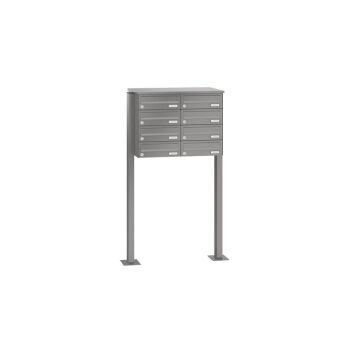 LEABOX 8er freistehende waagerechte Briefkastenanlage in RAL 9007 (Fußplatten) - LEA3